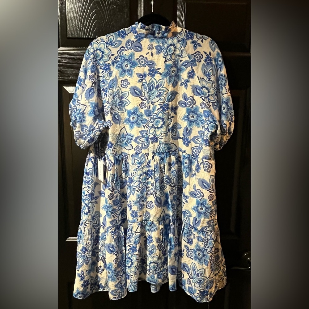 1. State Blue and White Floral Tiered Mini Dress - Picture 5 of 10